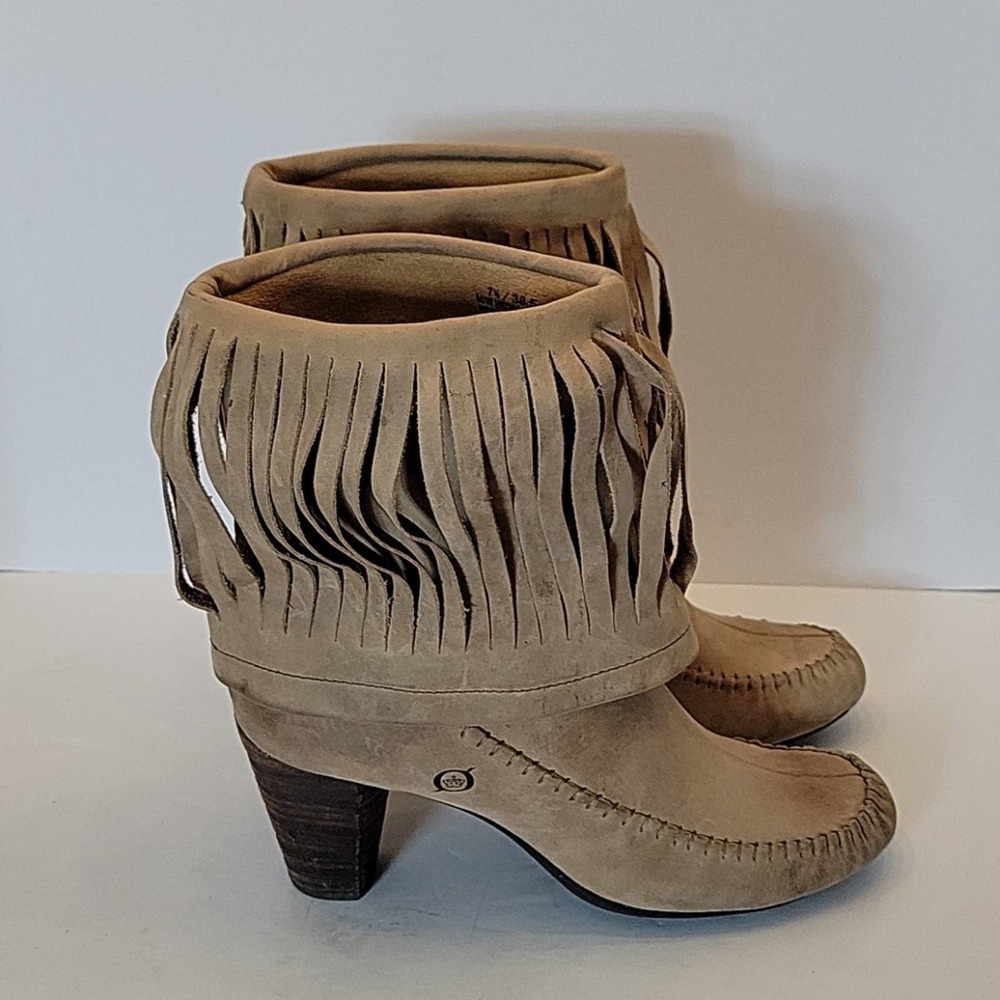 Born Tan Fringe Ankle Boots